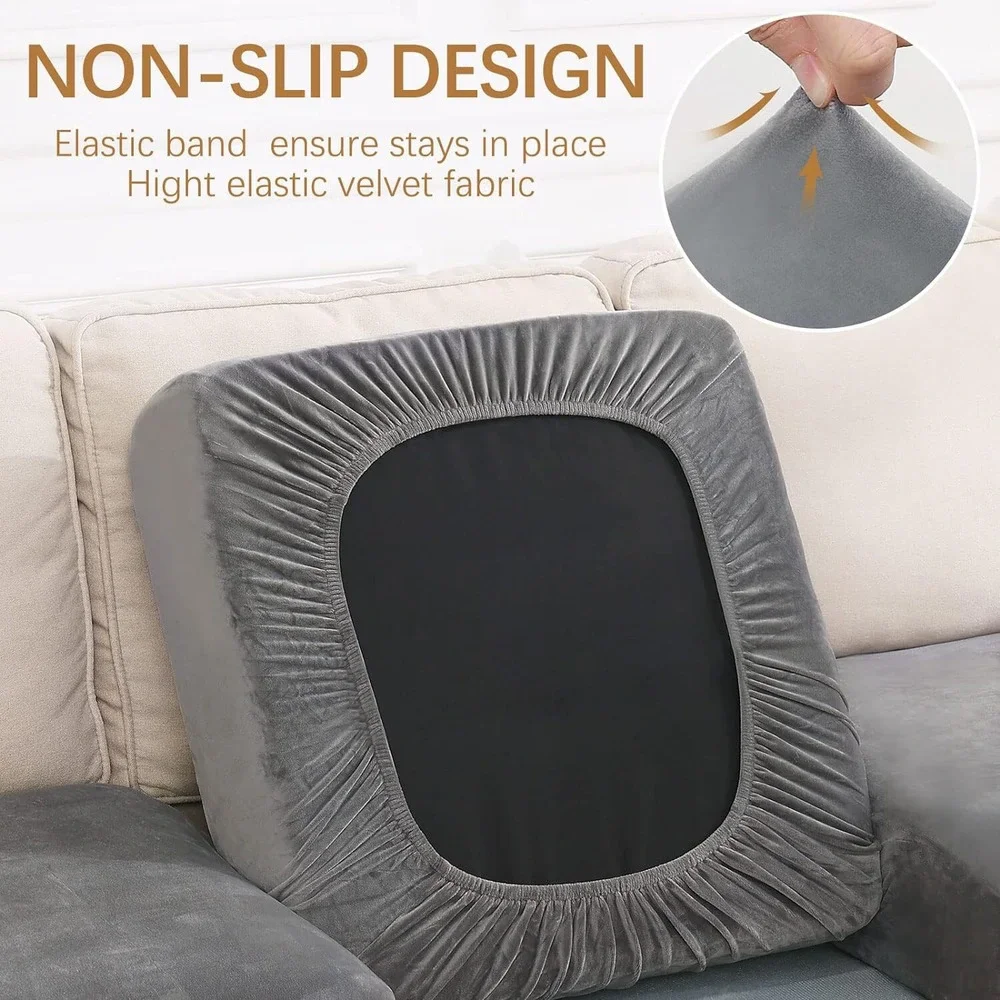 Gray Velvet Couch Cushion Covers 2pk Soft Sofa/Couch Seat‎ Cushion Covers